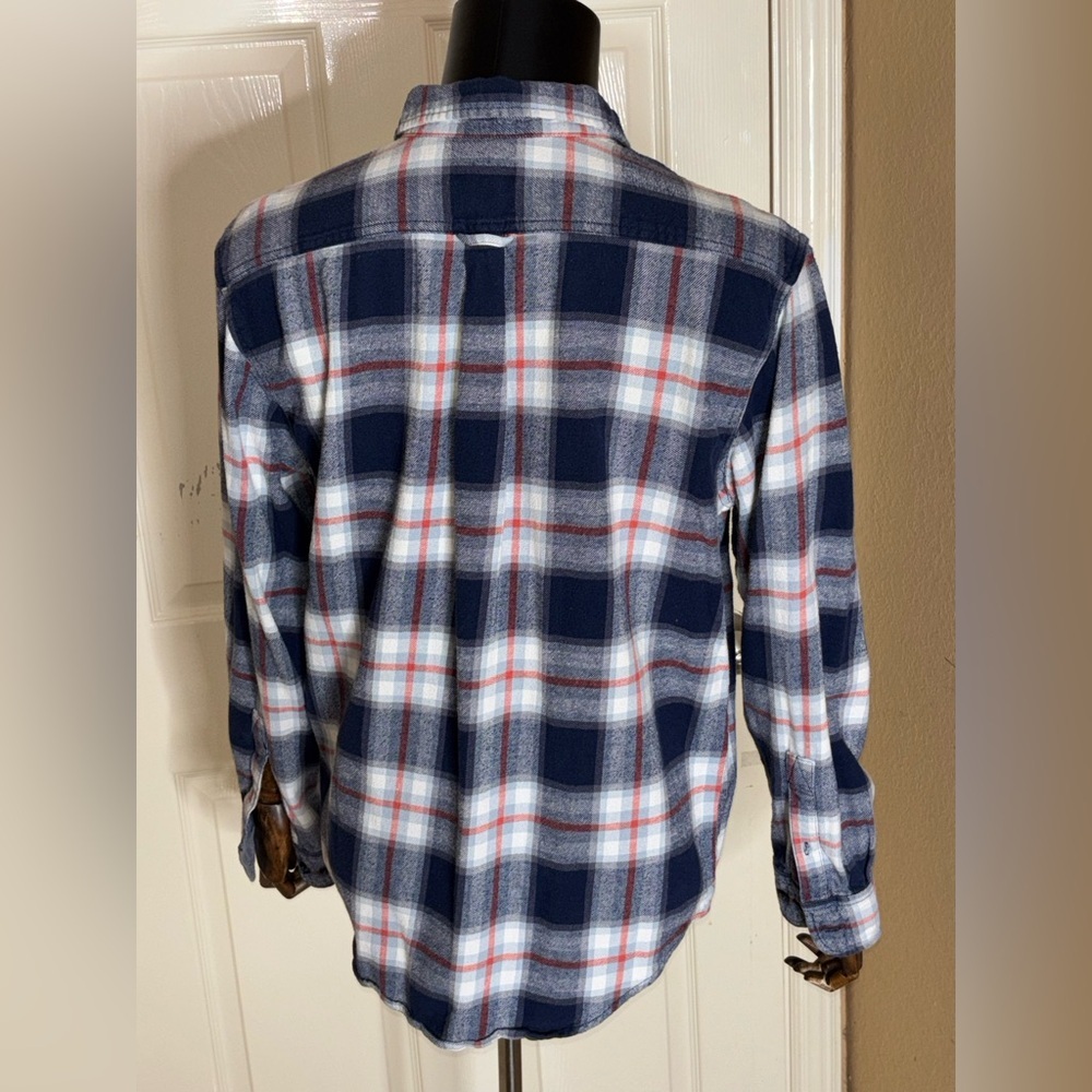 Woolrich Flannel Shirt Mens Large Blue Plaid Long Sleeve Button Up - Picture 3 of 11